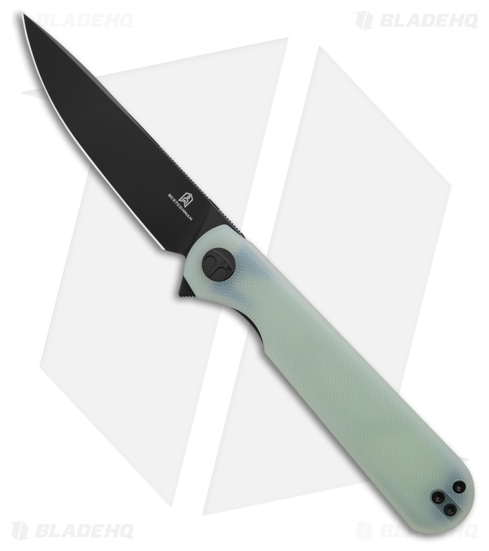 Bestechman Flick Liner Lock Knife Jade G-10 (3.5" Black) 