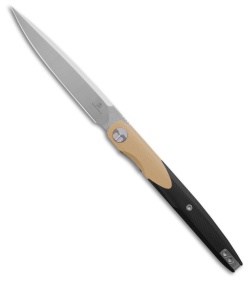 Bestechman Lanza Liner Lock Knife Black/Tan G-10 (3.4" Satin)