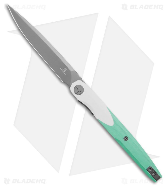 Bestechman Lanza Liner Lock Knife Blue/White G-10 (3.4" Gray) 