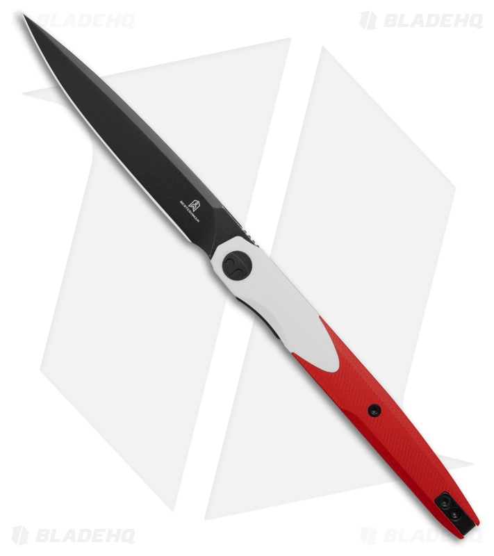 Bestechman Lanza Liner Lock Knife Red/White G-10 Black