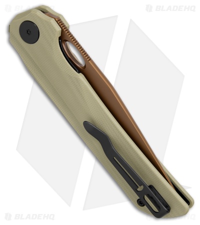 Bestechman Smuga Liner Lock Knife Light Beige G-10 (3.6" Gold PVD)