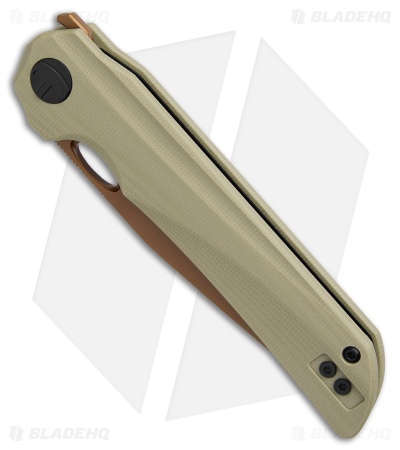 Bestechman Smuga Liner Lock Knife Light Beige G-10 (3.6" Gold PVD)