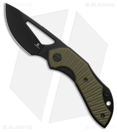 Bestechman TRIASSIC Liner Lock Knife OD Green G-10 (2.5" Black Stonewash)