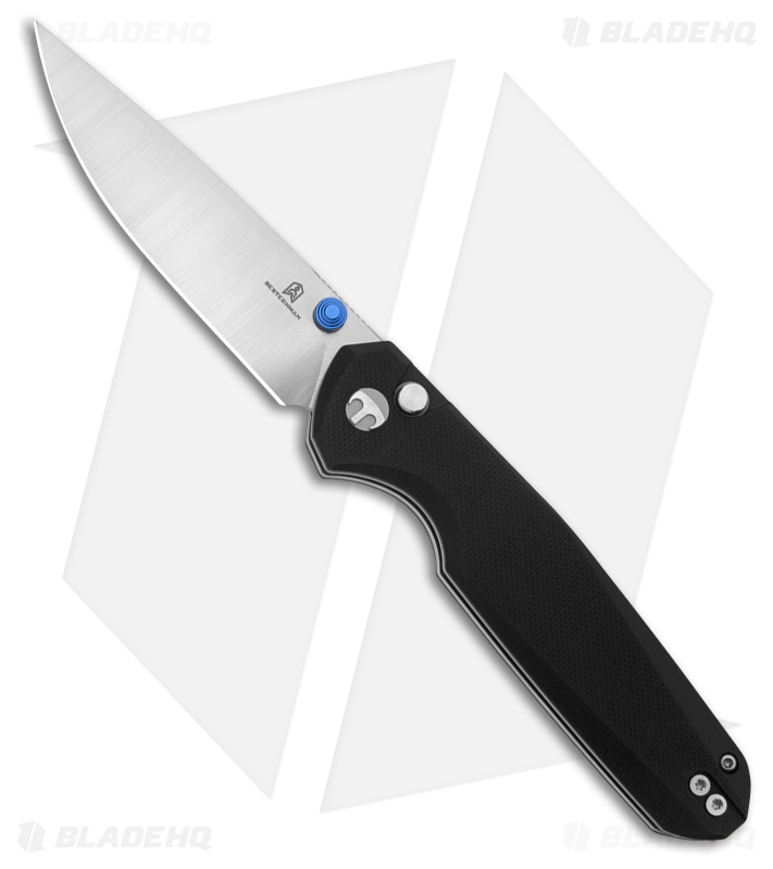 Bestechman Velix Button Lock Knife Black G-10 (3.3" Satin/SW) BMK07A