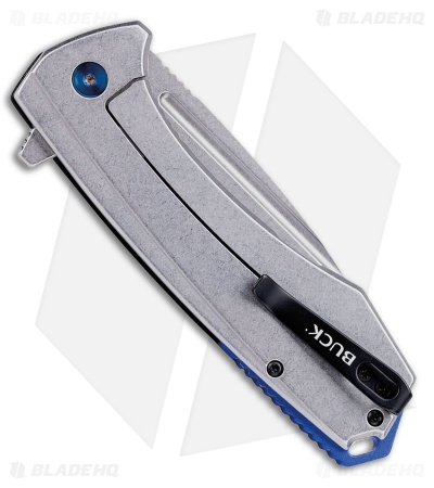 Buck 713 Ruckus Frame Lock Knife Black Al + Blue Hardware (3.5" SW) 0713BLS