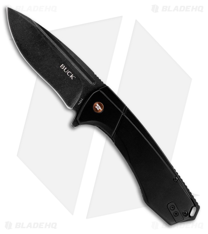 Buck 713 Ruckus Frame Lock Knife Black Al + Copper Hardware (3.5" Black SW)