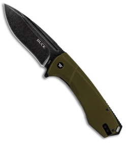 Buck 713 Ruckus Frame Lock Knife Green Al + Black Hardware (3.5" Black SW)
