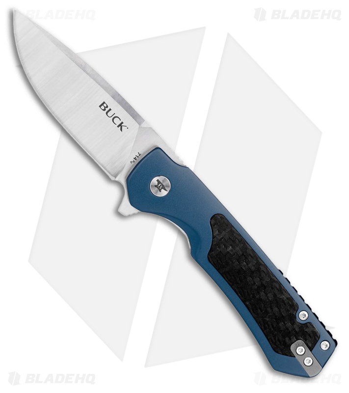 Buck Knives 714 Stinger Green Al/CF Drop Point Satin D2