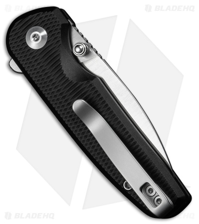 CIVIVI Mini Shakan Button Lock Knife Ripple Patterned Black Al (2.5" Satin)