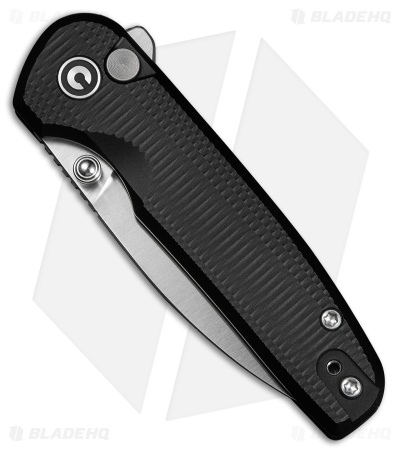 CIVIVI Mini Shakan Button Lock Knife Ripple Patterned Black Al (2.5" Satin)