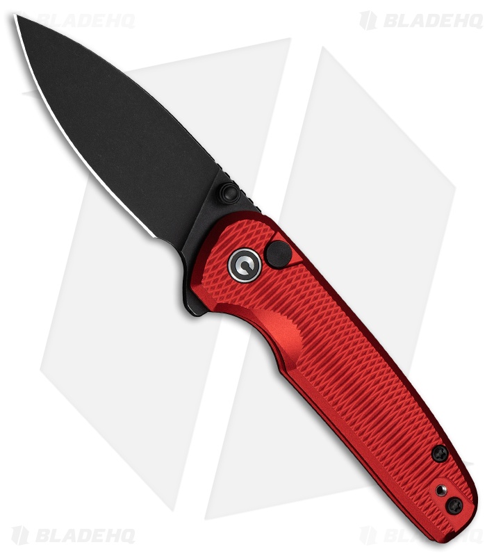 CIVIVI Mini Shakan Button Lock Knife Ripple Patterned Red Al (2.5" Black SW)