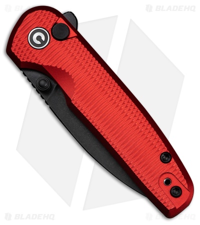 CIVIVI Mini Shakan Button Lock Knife Ripple Patterned Red Al (2.5" Black SW)