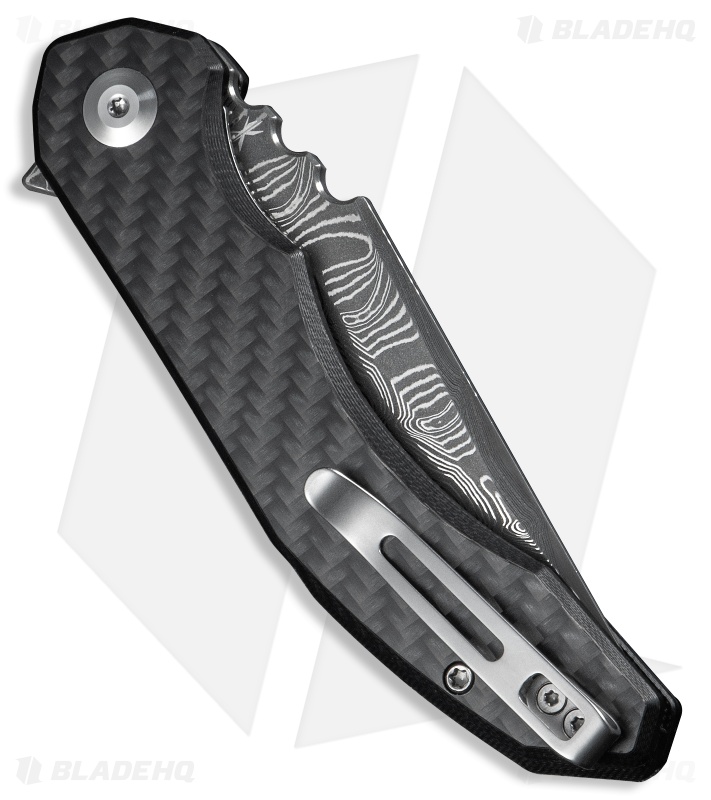 CIVIVI Bluetick Liner Lock Knife Black G-10 + CF Overlay (3.5" Damascus)