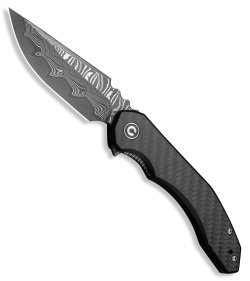 CIVIVI Bluetick Liner Lock Knife Black G-10 + CF Overlay (3.5" Damascus)