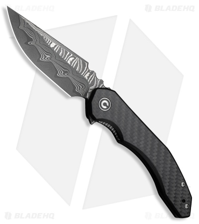 CIVIVI Bluetick Liner Lock Knife Black G-10 + CF Overlay (3.5" Damascus)