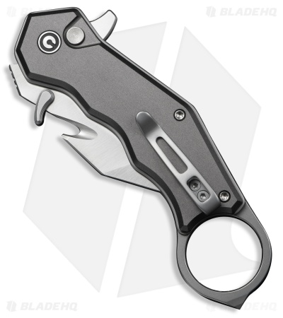 CIVIVI Amaroq Button Lock Knife Gray Aluminum (2.1" Satin Nitro-V)