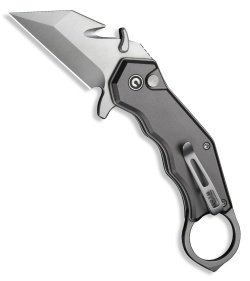 CIVIVI Amaroq Button Lock Knife Gray Aluminum (2.1" Satin Nitro-V)