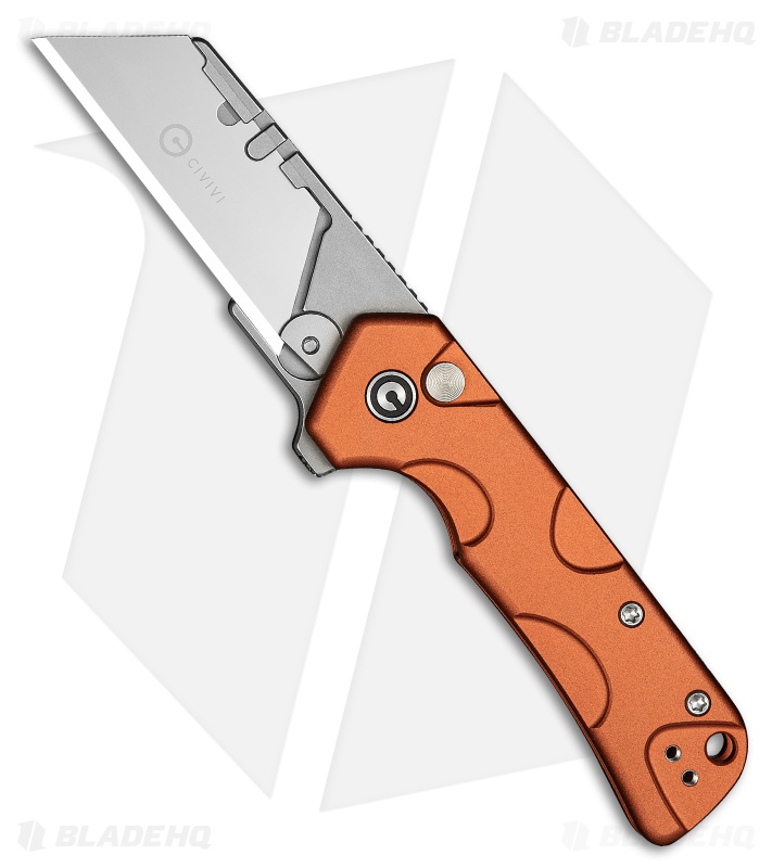 CIVIVI Pulsara Button Lock Utility Knife Orange Aluminum (2.4" Utility)