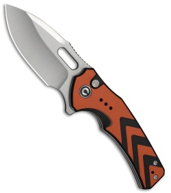 CIVIVI Vexron Button Lock Knife Milled Orange & Black G-10 (3" Satin 14C28N)