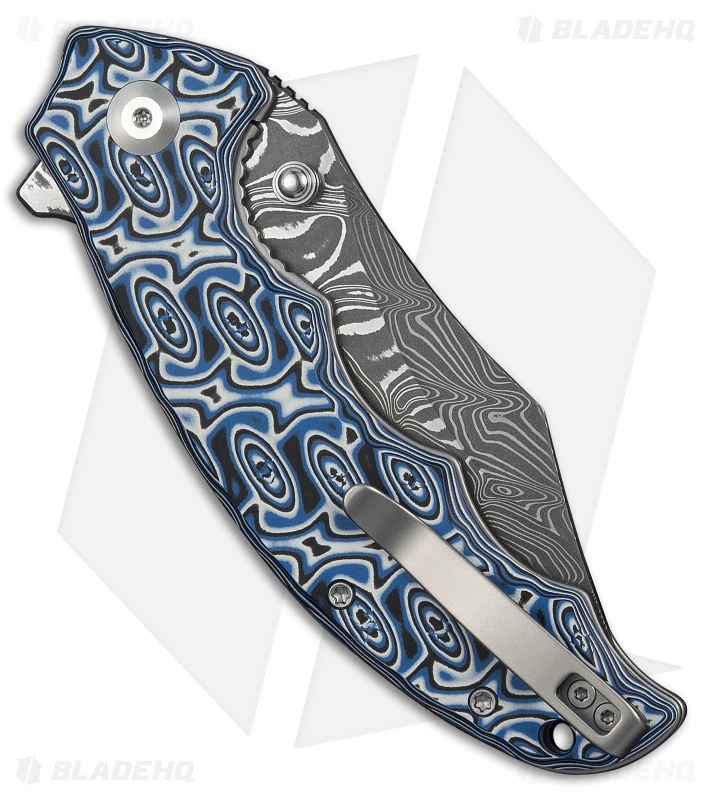 CIVIVI Pentad Liner Lock Knife Blue/White Vortex Micarta (3.5" Damascus)