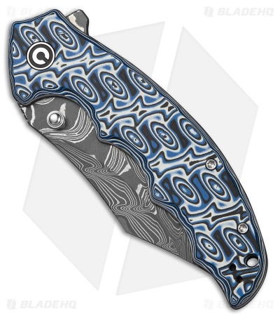 CIVIVI Pentad Liner Lock Knife Blue/White Vortex Micarta (3.5" Damascus)