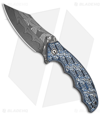CIVIVI Pentad Liner Lock Knife Blue/White Vortex Micarta (3.5" Damascus)