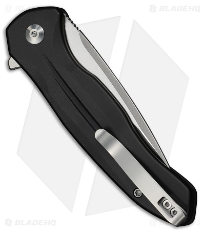 CIVIVI Kitefin Button Lock Knife Black Aluminum (3.2" Satin 14C28N)