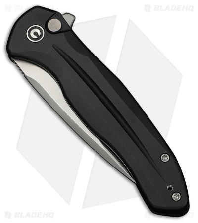 CIVIVI Kitefin Button Lock Knife Black Aluminum (3.2" Satin 14C28N)