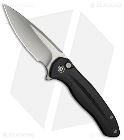 CIVIVI Kitefin Button Lock Knife Black Aluminum (3.2" Satin 14C28N)
