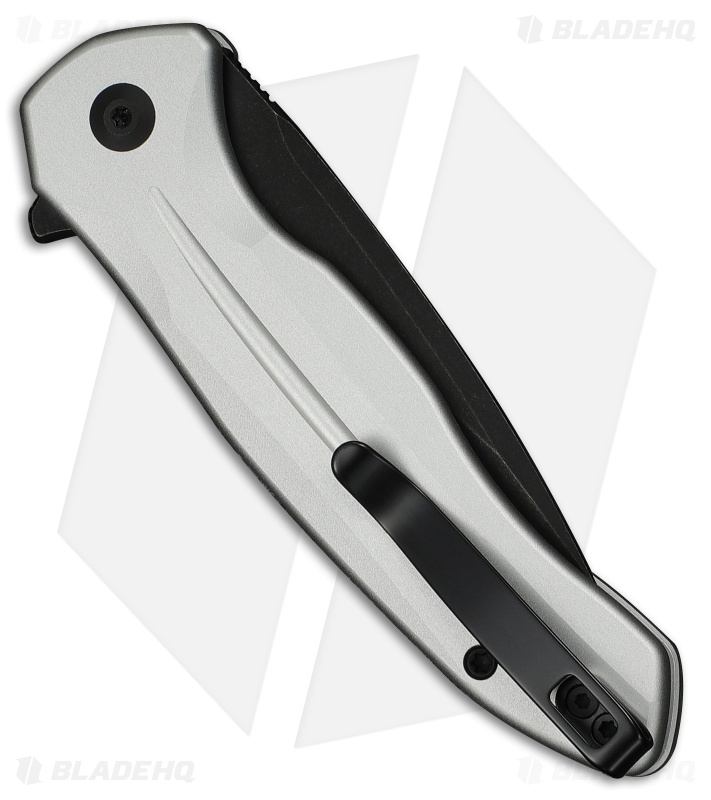 CIVIVI Kitefin Button Lock Knife Silver Aluminum (3.2" Black SW 14C28N)