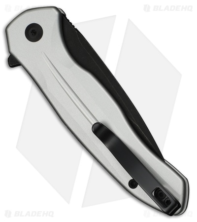CIVIVI Kitefin Button Lock Knife Silver Aluminum (3.2" Black SW 14C28N)