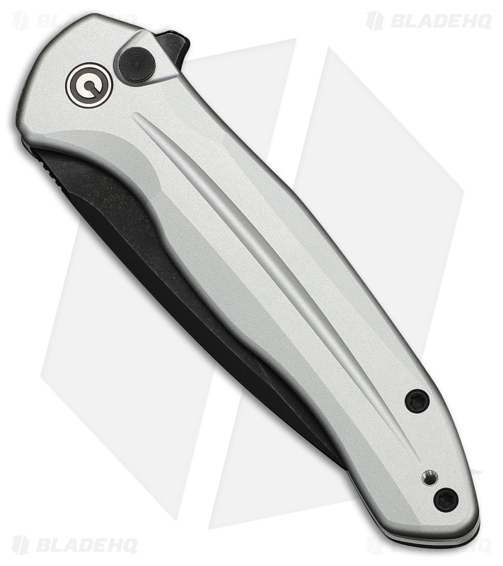 CIVIVI Kitefin Button Lock Knife Silver Aluminum (3.2" Black SW 14C28N)