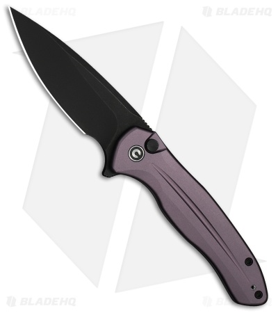 CIVIVI Kitefin Button Lock Knife Purple Aluminum (3.2" Black SW 14C28N)