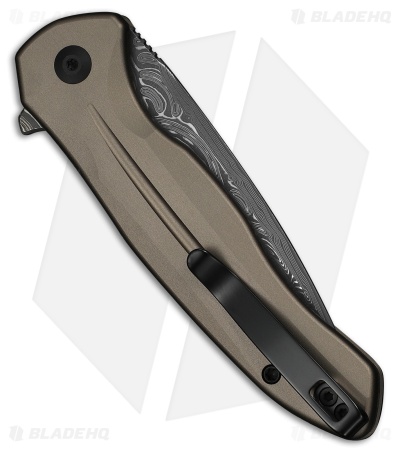 CIVIVI Kitefin Button Lock Knife Brownish Gray Aluminum (3.2" Damascus)