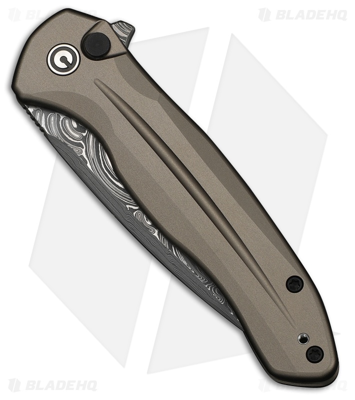 CIVIVI Kitefin Button Lock Knife Brownish Gray Aluminum (3.2" Damascus)