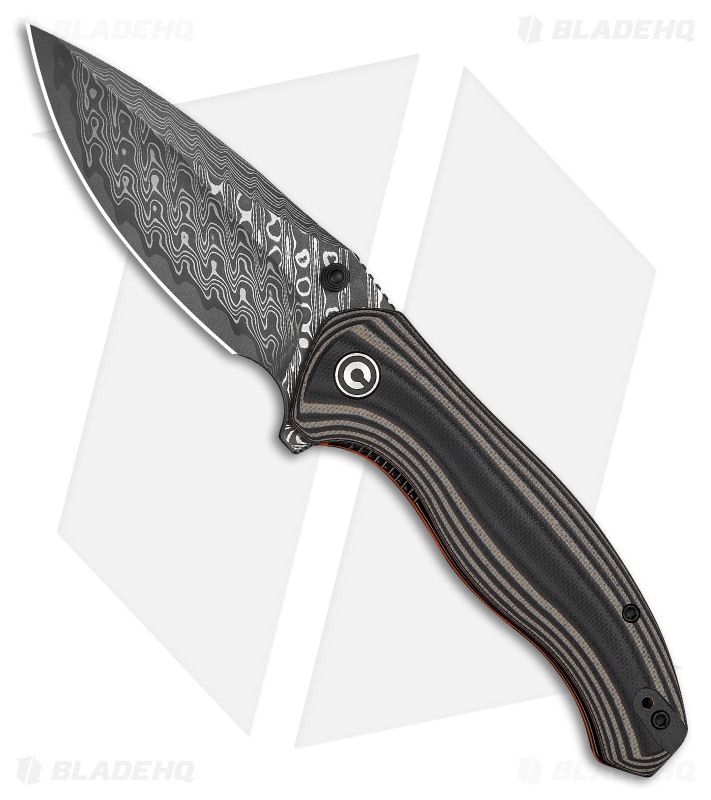 CIVIVI Vyrent Liner Lock Knife Tan & Orange G-10 Contoured (3.5" Damascus)