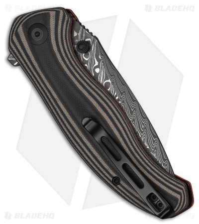 CIVIVI Vyrent Liner Lock Knife Tan & Orange G-10 Contoured (3.5" Damascus)