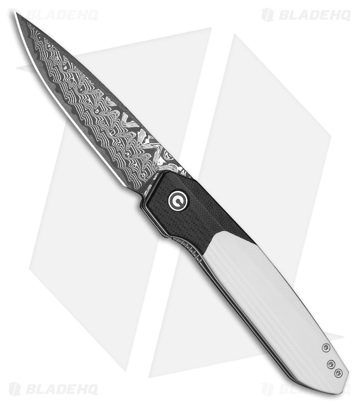 CIVIVI Brr15 Light Liner Lock Knife Black & White G-10 (3.2" Damascus)