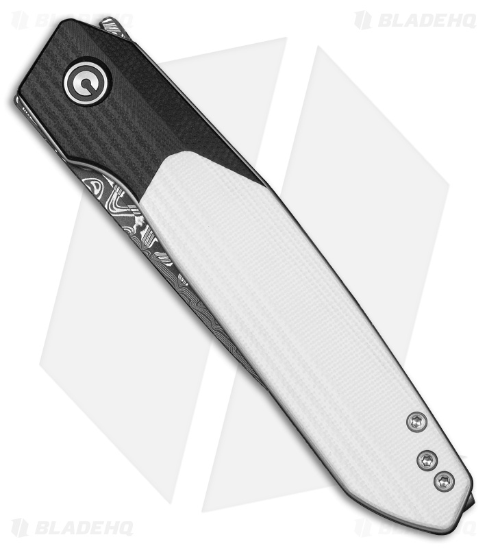 CIVIVI Brr15 Light Liner Lock Knife Black & White G-10 (3.2" Damascus)