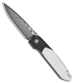 CIVIVI Brr15 Light Liner Lock Knife Black & White G-10 (3.2" Damascus)