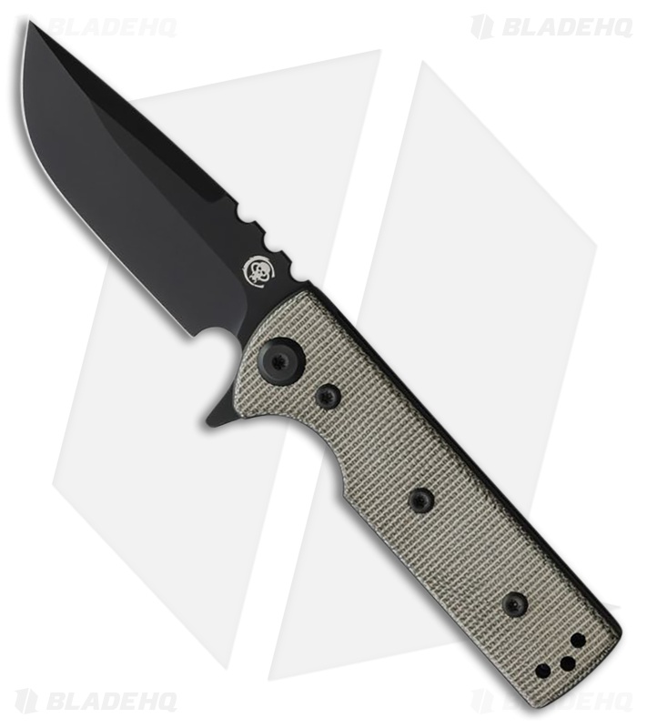 Chaves Blue Label T.A.K. Liner Lock Drop Point Knife Green Micarta (2.75" Black)