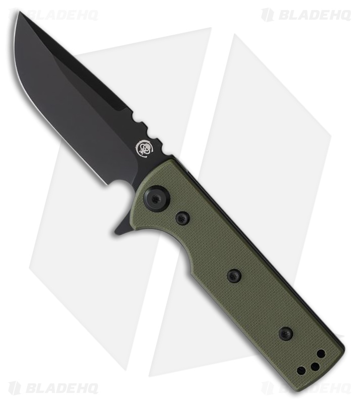 Chaves Blue Label T.A.K. Liner Lock Drop Point Knife Green G-10 (2.75" Black)