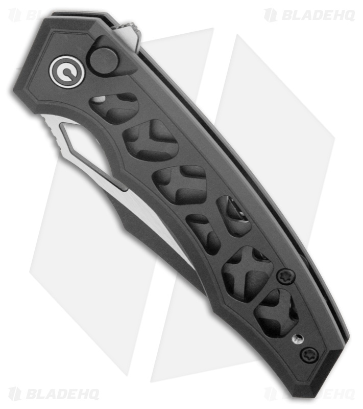 CIVIVI Anaaki Button Lock Knife Skeletonized Black Aluminum (3" Two-Tone)