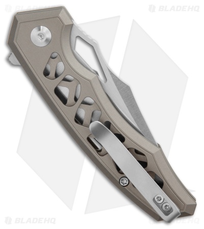 CIVIVI Anaaki Button Lock Knife Skeletonized Gray Aluminum (3" Satin)
