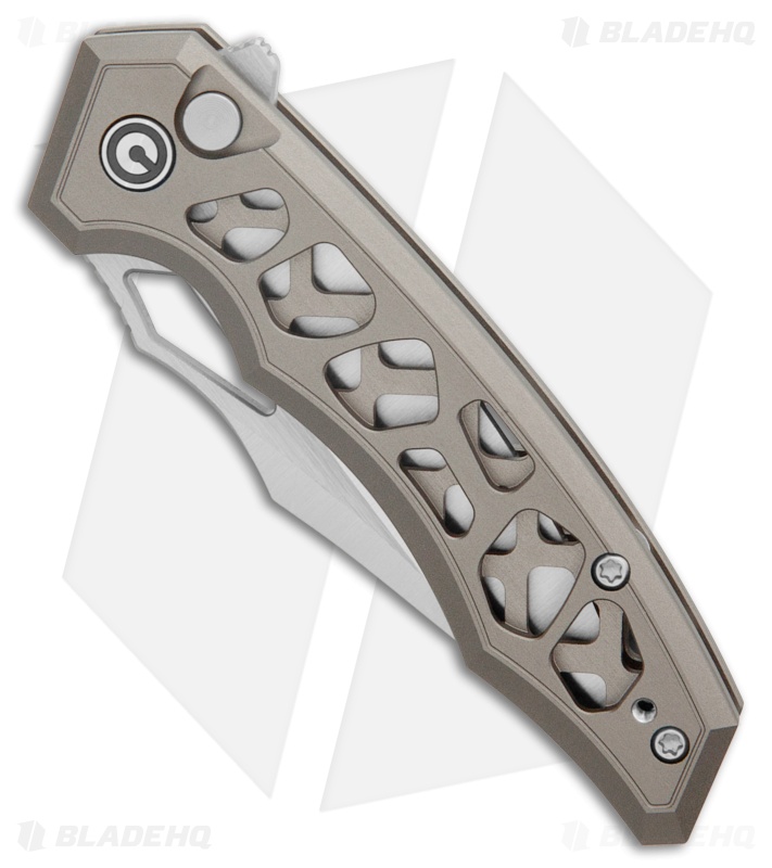 CIVIVI Anaaki Button Lock Knife Skeletonized Gray Aluminum (3" Satin)