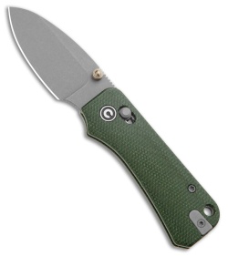 CIVIVI Baby Banter 2 Crossbar Lock Knife Green Canvas Micarta (2.3" Gray SW)