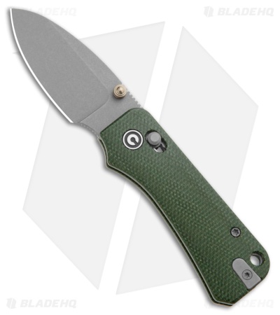 CIVIVI Baby Banter 2 Crossbar Lock Knife Green Canvas Micarta (2.3" Gray SW)