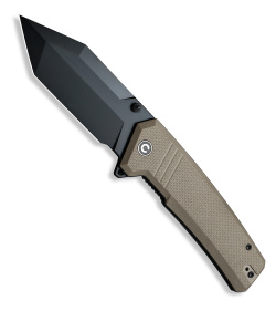 CIVIVI Bhaltair Tanto Liner Lock Knife Tan G-10 (4" Black 14C28N) C23024-2