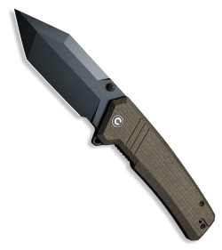 CIVIVI Bhaltair Tanto Liner Lock Knife Burlap Micarta (4" Black 14C28N) C23024-3