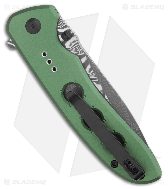CIVIVI Hyperpulse Button Lock Knife Green Aluminum (3.5" Damascus)